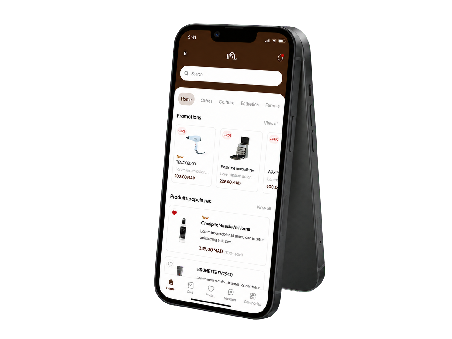 Aperçu de l’application HSL sur téléphone